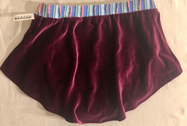 GK PLUM VELVET ICE FIGURE ADULT SMALL RUFFLE STRIPE PULL-ON SKATE SKIRT AS NWT! - Image 9