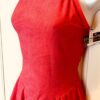 GK ELITE CORAL STRETCH MATTE TRICOT HALTER ICE SKATE DRESS Sz AS - Image 5