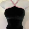 GK DANCE CHEER SKATE ADULT SMALL BLACK VELVET PINK STRAP HALTER TOP Sz AS NWT!