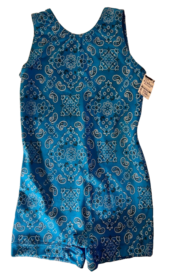 GK BIKETARD CHILD CHILD X-SMALL BLUE PAISLEY PRINT GYMNASTICS DANCE TANK SZ XS - Image 7