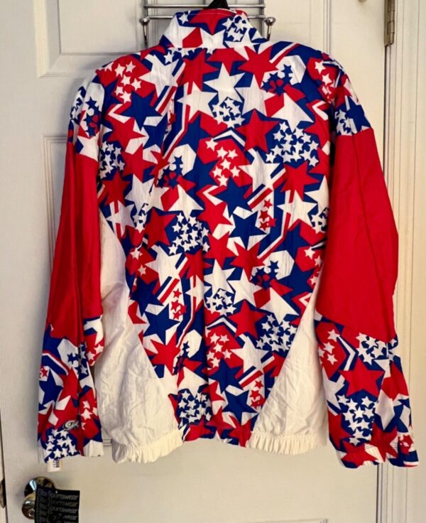 GK ADULT LARGE WARM UP JACKET PATRIOTIC STARS GYMNASTICS CHEER CRINKLE NYLON AL - Image 4