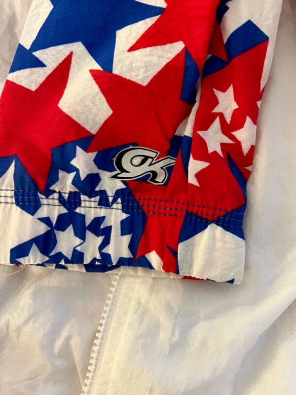 GK ADULT LARGE WARM UP JACKET PATRIOTIC STARS GYMNASTICS CHEER CRINKLE NYLON AL - Image 6