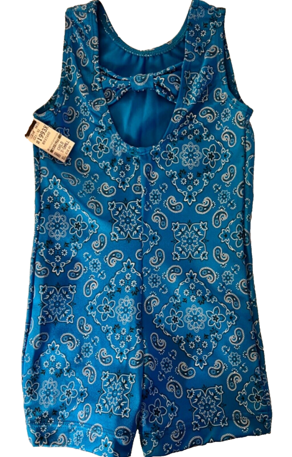 GK BIKETARD CHILD CHILD X-SMALL BLUE PAISLEY PRINT GYMNASTICS DANCE TANK SZ XS - Image 8