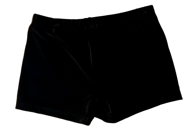 GK CHEER MICRO MINI WORKOUT SHORTS ADULT MEDIUM BLACK VELVET SWAR CRYSTALS AM - Image 3