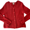 Talbots Red Coral Women's Large Mercerized Cotton Crochet Cardigan Sweater SZ L - Image 3