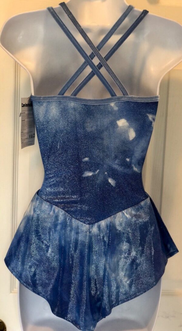 GK BLUE SKY TIE-DYE FOIL PRINT LADIES X-SMALL CAMI ICE FIGURE SKATE DRESS AXS - Image 3