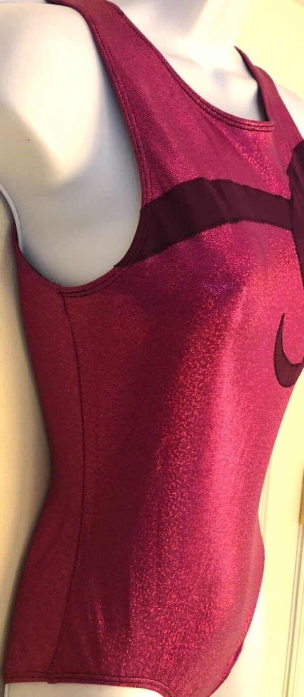 GK MAGENTA SPARKLE FOIL ADULT SMALL SLVLS GYMNASTICS DANCE TANK LEOTARD Sz AS - Image 3