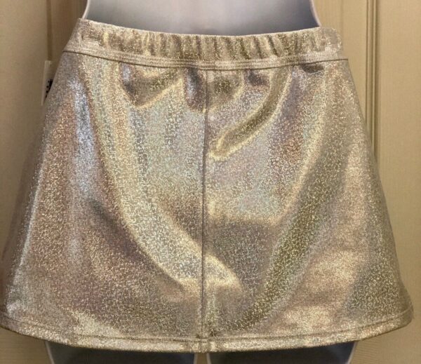 GK ELITE CHEER SKIRT ADULT MEDIUM WHITE HOLOGRAM SCHOOL FIT AM NWT! - Image 2