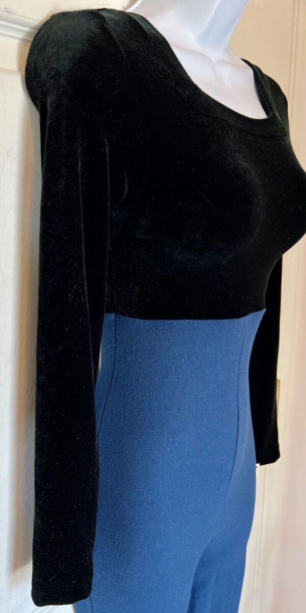 GK ICE SKATE LADIES SMALL LgSLV BLACK VELVT NAVY COTTON/SPANDEX DANCE UNITARD AS - Image 2