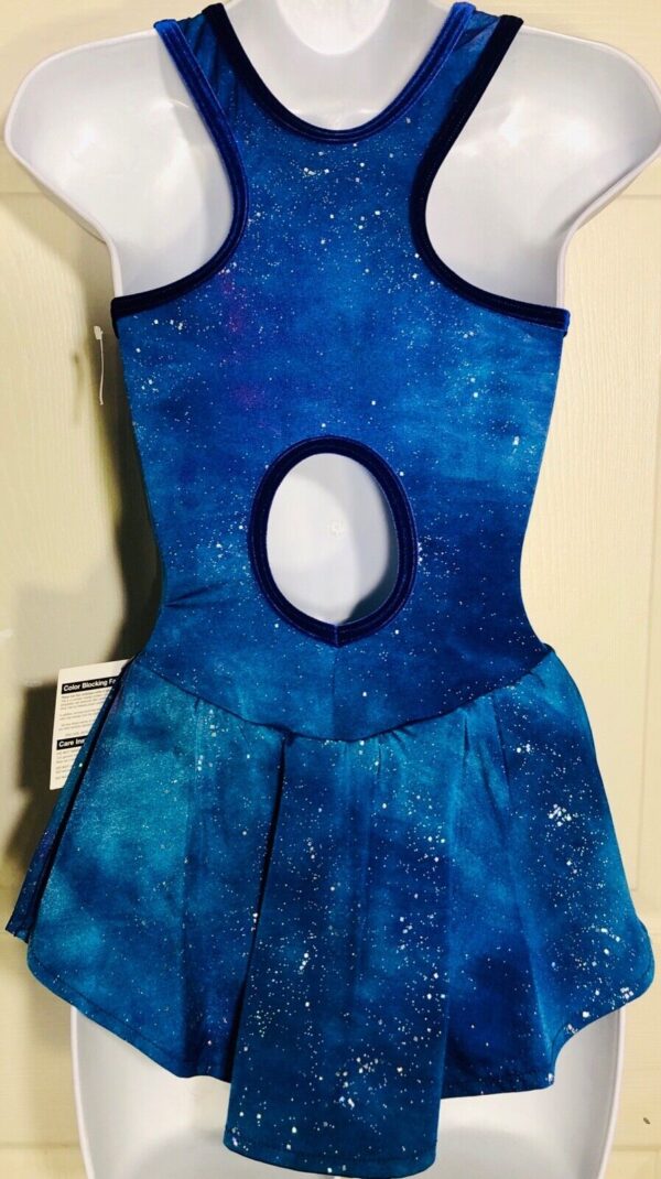 GK ICE FIGURE SKATE LADIES SMALL MIDNIGHT BLUE FOIL PRINT TANK DRESS AS NWT! - Image 3