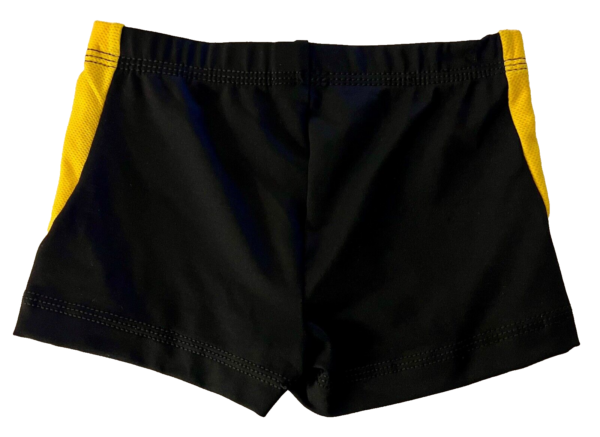 GK CHEER ADULT X-SMALL MICRO MINI BLACK NYLON YELLOW MESH GYM DANCE SHORTS XS - Image 6