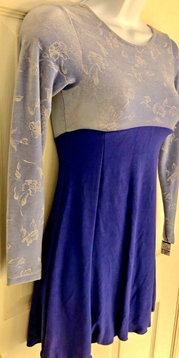 GK ICE FIGURE Lg SLV ADULT SMALL PURPLE EMPIRE VELVET CREPE SKATE DRESS AS NWT! - Image 3