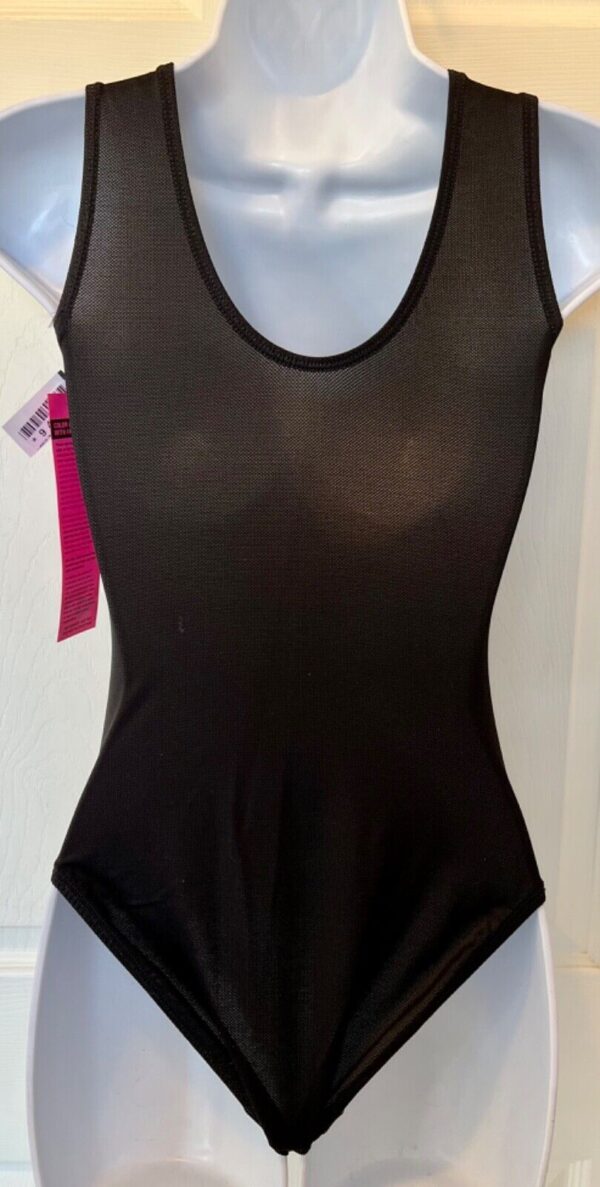 GK BLACK MESH LADIES X-SMALL NYLON/SPANDEX GYMNASTICS DANCE TANK LEOTARD Sz AXS - Image 6