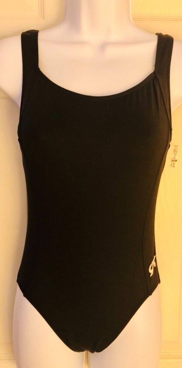 GK DANCE JAZZ LADIES SMALL BLACK SYLKTECH CAMI GYMNASTICS CHEER LEOTARD Sz AS