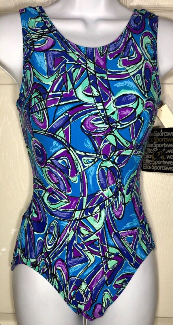 GK LADIES X-LARGE GYMNASTIC DANCE TANK LEOTARD ABSTRACT PRINT SIZE ADULT XL