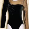 GK ELITE LgS BLACK VELVET SPARKLE MESH GYMNASTIC LEOTARD AS