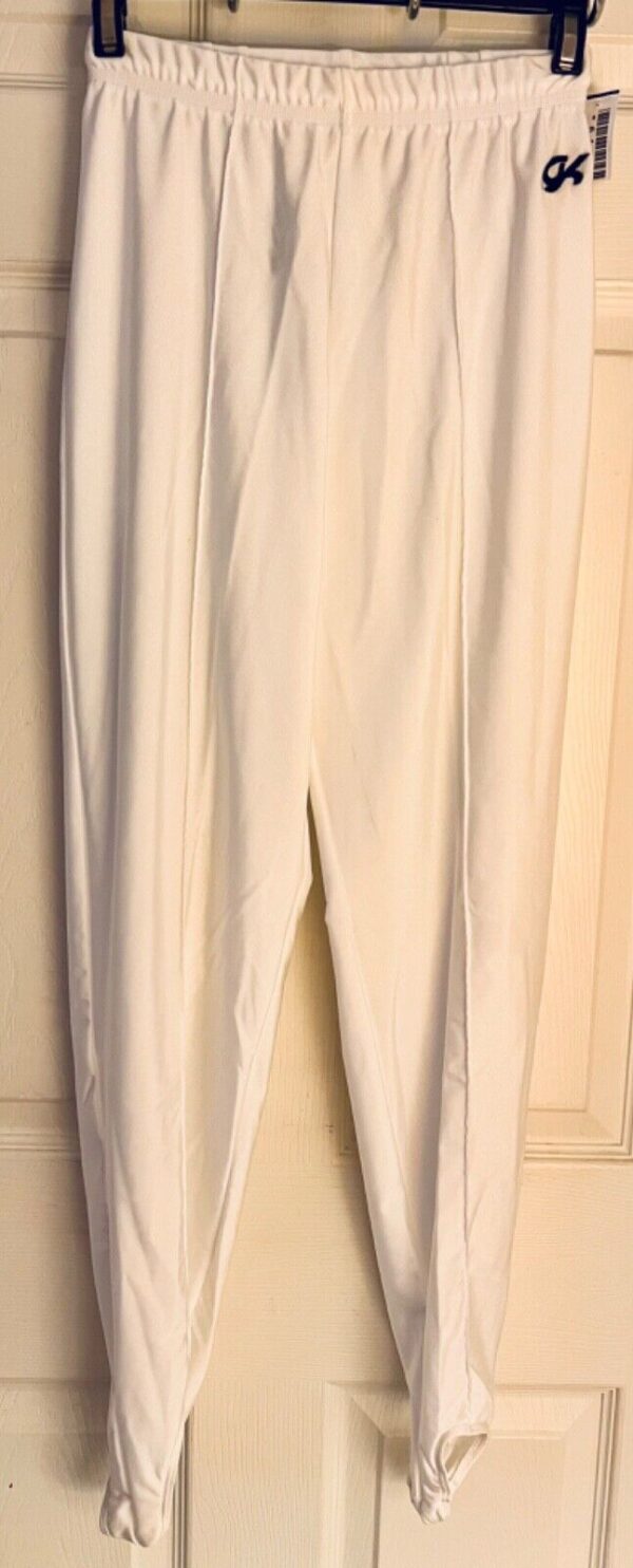 GK ELITE MENS MEDIUM WHITE GYMNASTICS COMPETITION N/S STIRRUP PANTS SZ M NWT! - Image 2