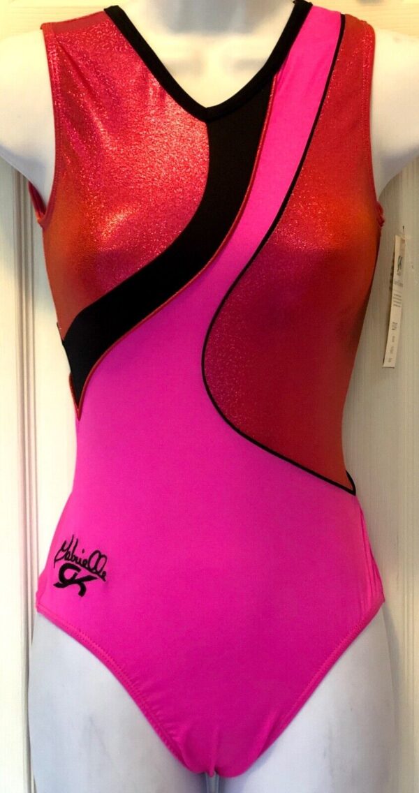 GABRIELLE DOUGLAS GK TANK ADULT SMALL ORANGE PINK N/S FOIL GYMNASTICS LEOTARD AS