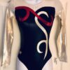 GK LgSLV LADIES SMALL GOLD BLACK MERLOT MYSTIQUE GYMNASTICS DANCE LEOTARD Sz AS