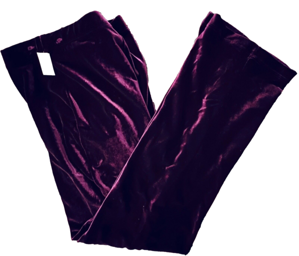 GK PURPLE VELVET WOMENS SMALL WARM UP GYMNASTICS SKATE LOUNGE CASUAL PANTS SZ AS - Image 3