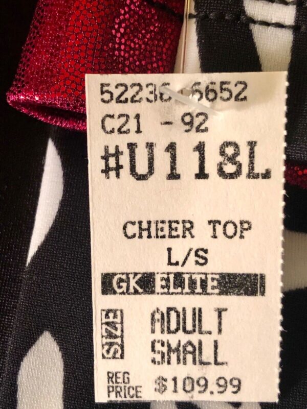 GK ELITE L/S FULL FULL LENGTH CHEER TOP ADULT SMALL HALTER STYLE ZEBRA PRINT AS - Image 5