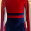 GK LgSLV RED BLUE VELVET CHILD LARGE TURTLENECK KEYHOLE FIGURE SKATE DRESS CL