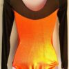 GK Elite ORANGE FOIL BLACK MESH LgS Gymnastic Dance Leotard AS - Image 3