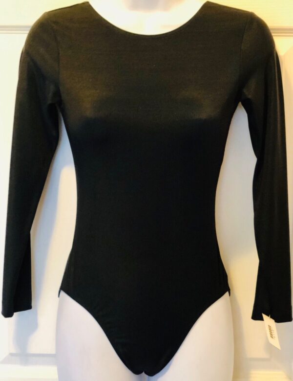 GK ELITE BASIC LgS LEOTARD LADIES SMALL BLACK IRIDESCENT GYMNASTICS DANCE AS NWT