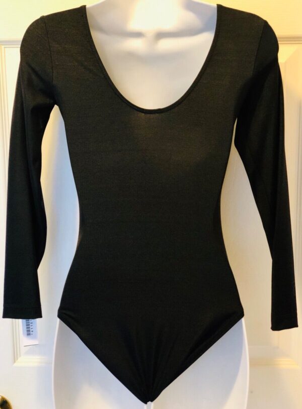 GK ELITE BASIC LgS LEOTARD LADIES SMALL BLACK IRIDESCENT GYMNASTICS DANCE AS NWT - Image 2