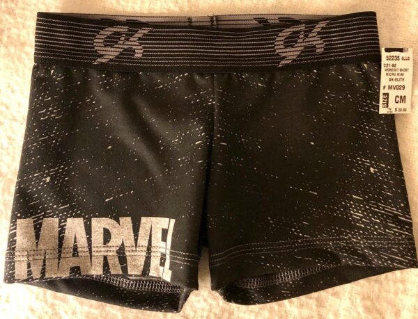 MARVEL COMICS GK MICRO MINI CHILD MEDIUM SUBLIMATED GYM CHEER WORKOUT SHORTS CM