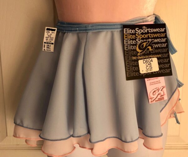 GK PINK BLUE WRAP SKIRT CHILD SMALL DOUBLE LAYER GEORGETTE  DANCE BALLET CS NWT!