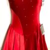 GK FIGURE SKATE DRESS ADULT SMALL RED HALTER VELVET NYLON/SPANDEX HALTER JA AS