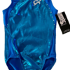 GK TURQUOISE FOIL TECHMESH CHILD MEDIUM WHITE PEARLS GYMNAST RACERBACK LEOTARD M - Image 9