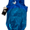 GK TURQUOISE FOIL TECHMESH CHILD MEDIUM WHITE PEARLS GYMNAST RACERBACK LEOTARD M - Image 10