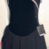 GK ICE SKATE DANCE DRESS ADULT SMALL BLACK VELVET ASYM 3-LAYER SKIRT FOIL AS