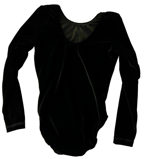 GK LgSLV LEOTARD ADULT SMALL SOLID BLACK VELVET GYMNASTICS DANCE SZ S NWT! - Image 4