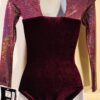 NWT ORIG $49.95 GK ELITE LgS Merlot Foil Velvet Gymnastic Dance Leotard LadiesXS - Image 2