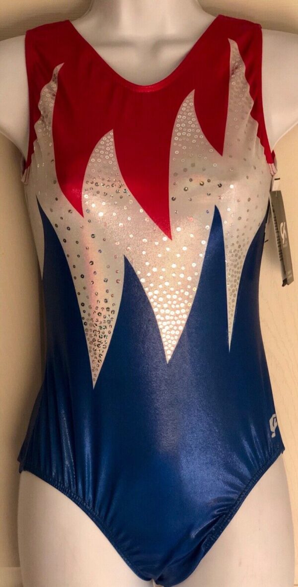 GK Elite Gymnastic Leotard Adult Small BLAZING FREEDOM Replica 2004 Athens AS