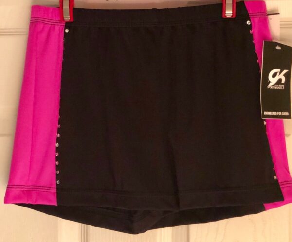 CHEER DANCE ADULT X-LARGE GK MICRO MINI JEWELED WORKOUT SHORTS PINK BLACK Sz AXL - Image 3