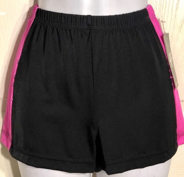 CHEER DANCE ADULT X-LARGE GK MICRO MINI JEWELED WORKOUT SHORTS PINK BLACK Sz AXL - Image 5