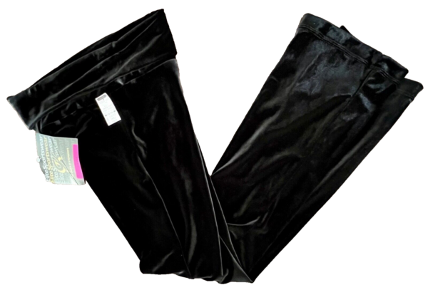 GK DANCE JAZZ LADIES SMALL BLACK SMOOTH VELVET FOLD-OVER WAISTBAND PANTS Sz S