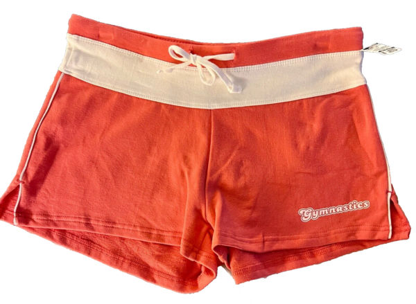 GK SOFFE "GYMNASTICS" ADULT MEDIUM ORANGE WHITE TIE COTTON/SPANDEX SHORTS SZ M