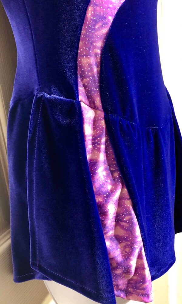 WAS $75.95 NWT! GK ELITE PURPLE VELVET ASYMMETRICAL TANK FIGURE SKATE DRESS AM - Image 3