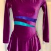 GK LgS GRAPE VELVET FIGURE SKATE ADULT X-SMALL HOLOGRAM MIDRIFF DRESS AXS NWT!