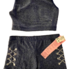 GK 2PC NAVY SPARKLE LADIES SMALL CROP TOP & SHORTS SET VELVET TRIM DANCE CHEER S - Image 10