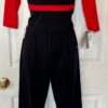 GK ICE FIGURE SKATE LADIES SMALL 3/4 SLV NYLON/STRETCH RED TOP BLACK PANT SET AS