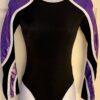 GK LgSLV ULTRAVIOLET FOIL ADULT SMALL BLACK MYSTIQUE GYMNASTS DANCE LEOTARD AS