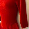 GK ICE FIGURE SKATE ADULT SMALL RED VELVET 3/4 SLV ASYMMETRIC NECK JA DRESS AS - Image 5