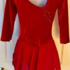 GK ICE FIGURE SKATE ADULT SMALL RED VELVET 3/4 SLV ASYMMETRIC NECK JA DRESS AS - Image 7
