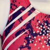 GK PINK SPLASH ADULT X-SMALL POLYTEK WHITE SEQUINS GYMNASTS DANCE LEOTARD Sz AXS - Image 2